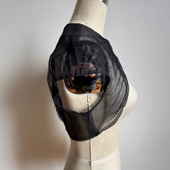 MONIQUE LHUILLIER Black Mesh Pleated Bolero - Picture 3 of 12